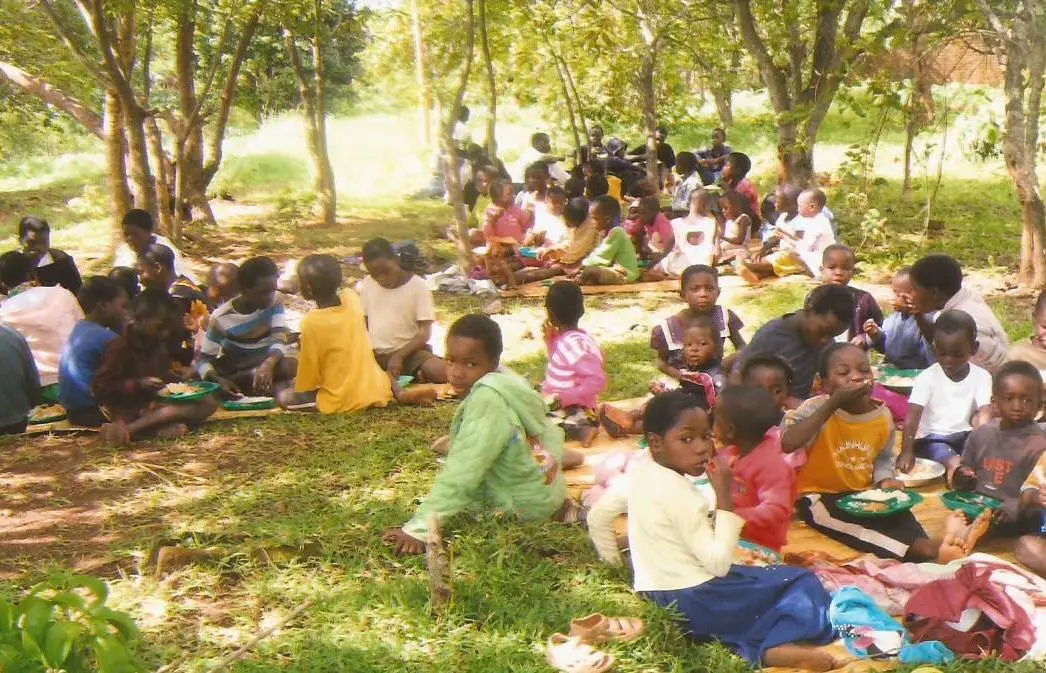 The community gathered together for a shared meal