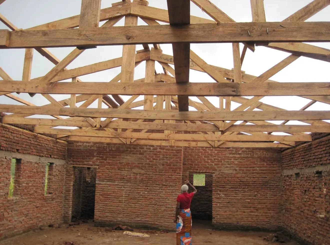 Roof timbers installed across the feeding hall